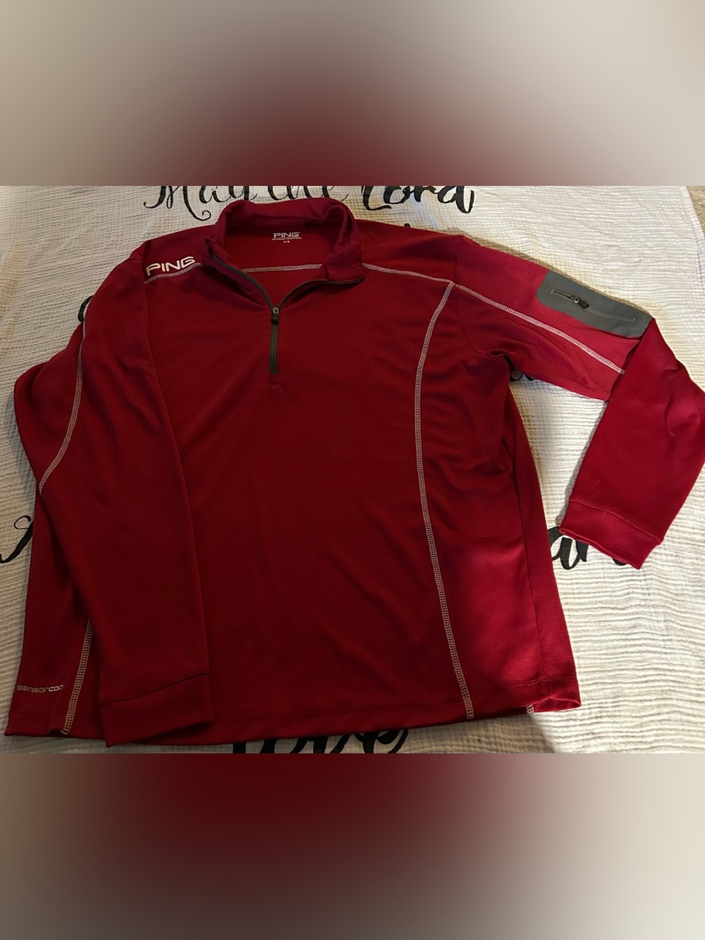 PING Men's Red Lightweight Quarter-Zip long sleeve Shirt Size L